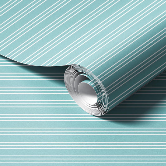 Neutral Stripes Soft Teal Wallpaper