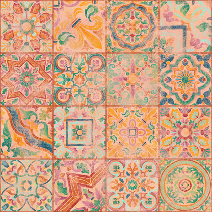 Patterned tiles with a mix of colors