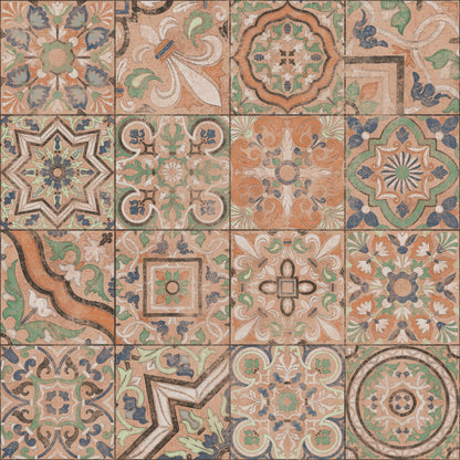 Patterned tiles with intricate designs in a grid layout