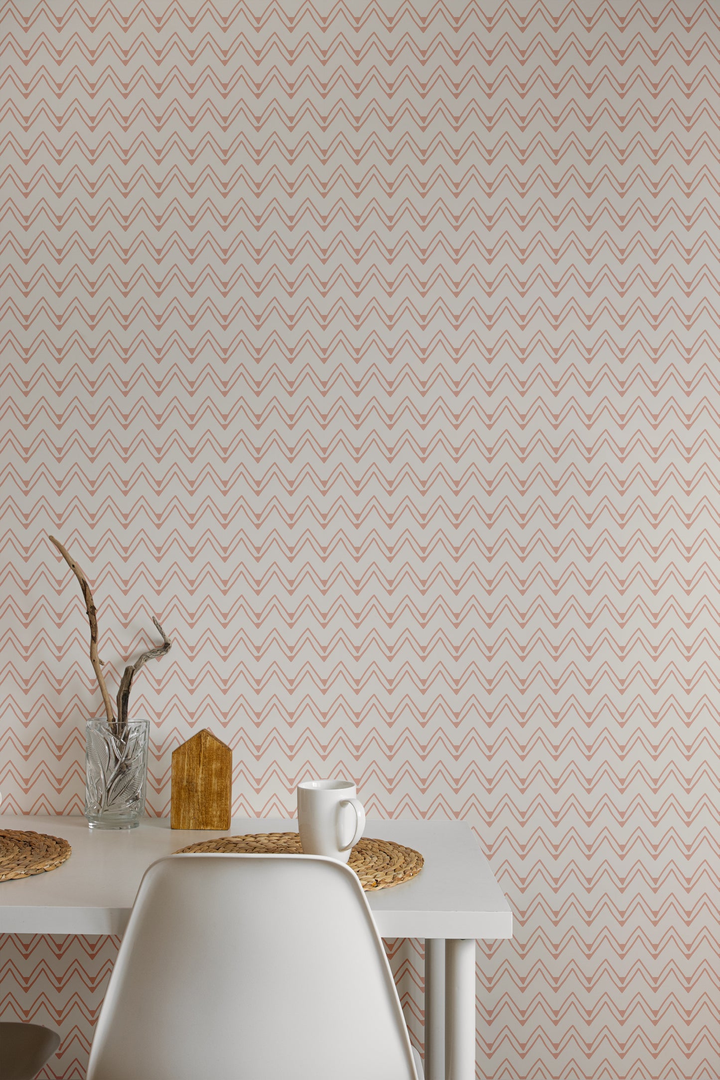 Sunny Chevron peel and stick wallpaper room mockup