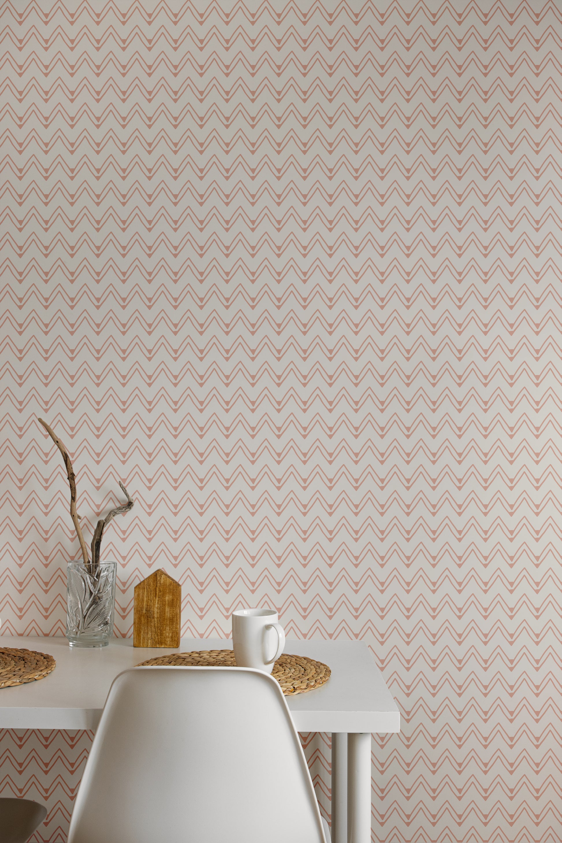 Sunny Chevron peel and stick wallpaper room mockup