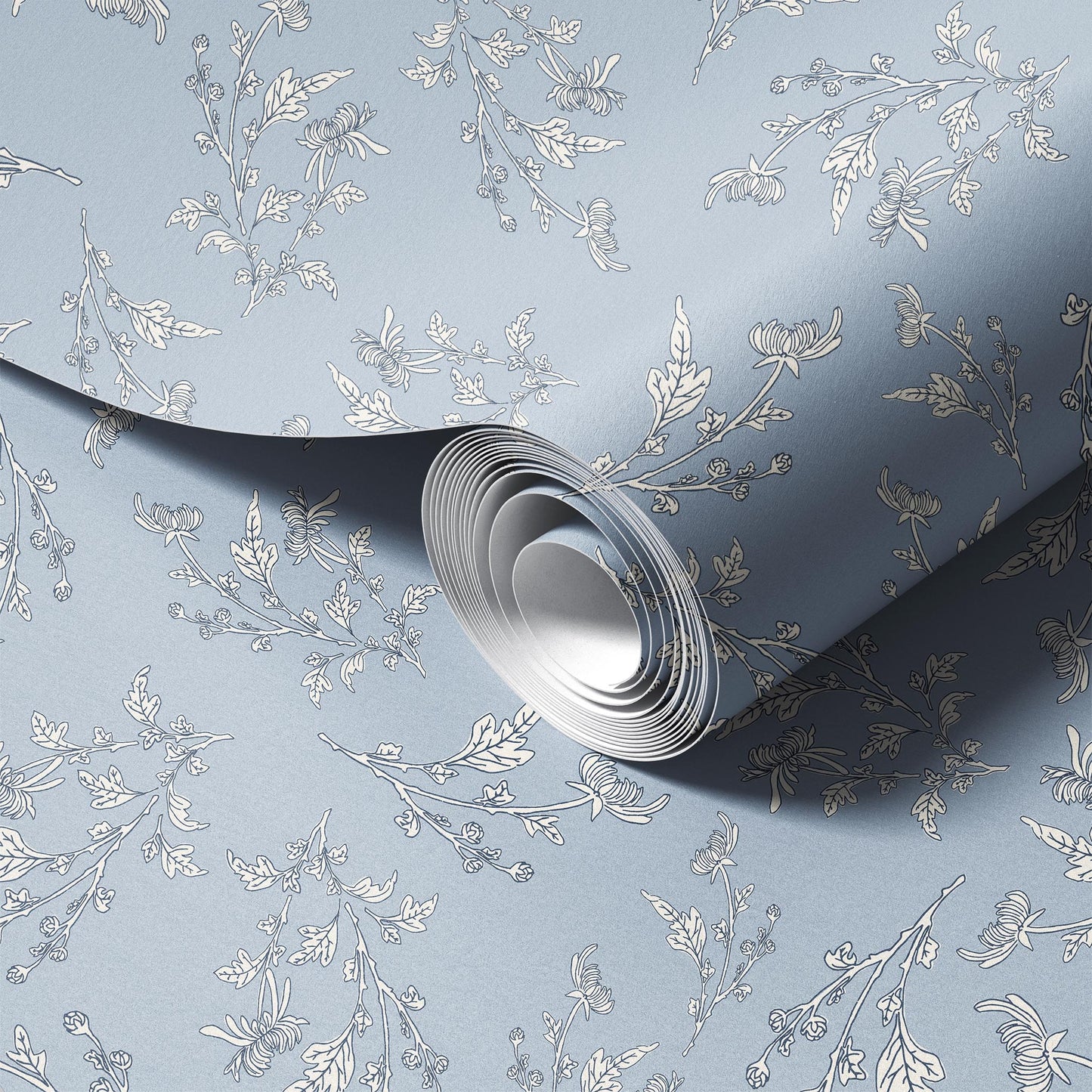 Swirling Lotus Damask Wallpaper