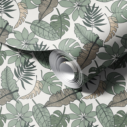 Hand Drawn Tropical Leaves Wallpaper