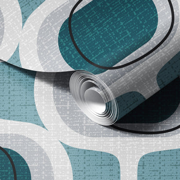 Tweedy Orbs in Teal Wallpaper