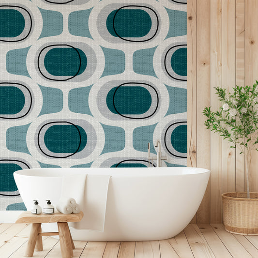 Tweedy Orbs in Teal Wallpaper