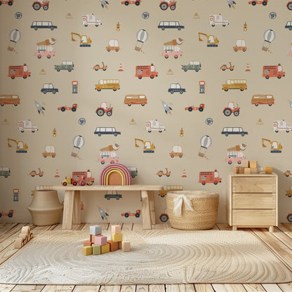 Vehicles (Large Scale) Peel and Stick Wallpaper Sample - Vehicles, Kids, Nursery