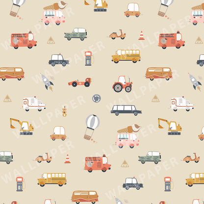 Vehicles (Large Scale) Peel and Stick Wallpaper Sample - Vehicles, Kids, Nursery