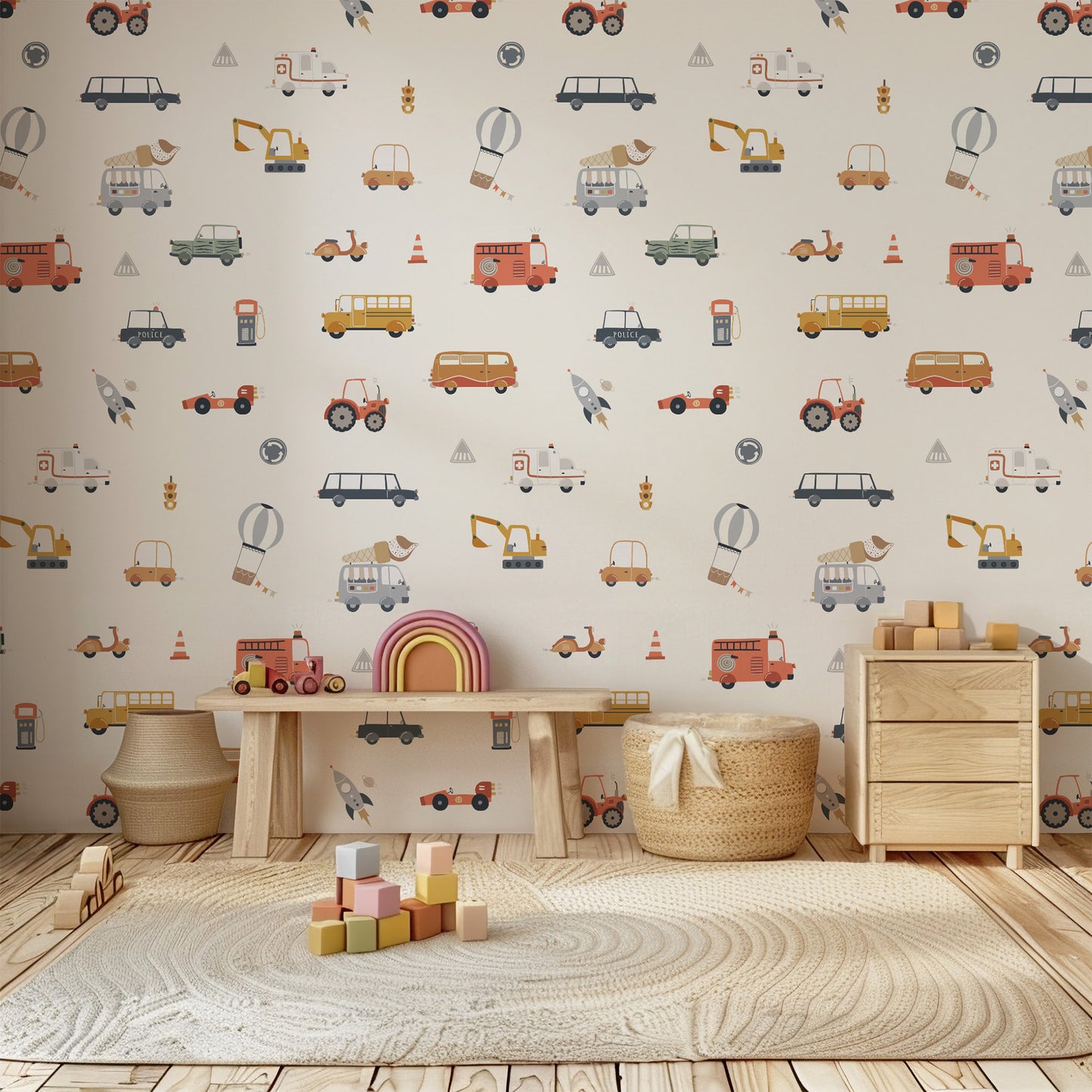 Vehicles (Large Scale) Peel and Stick Wallpaper Sample - Vehicles, Kids, Nursery