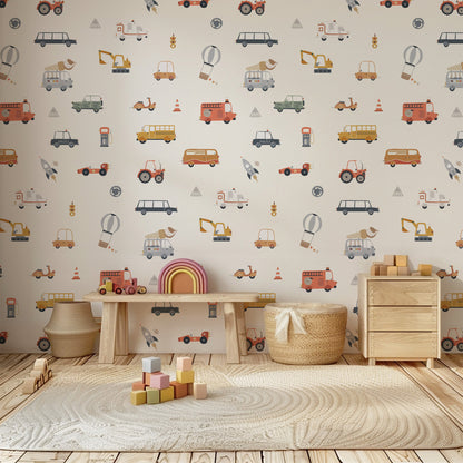 Vehicles (Large Scale) Peel and Stick Wallpaper Sample - Vehicles, Kids, Nursery