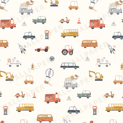 Vehicles (Large Scale) Peel and Stick Wallpaper Sample - Vehicles, Kids, Nursery
