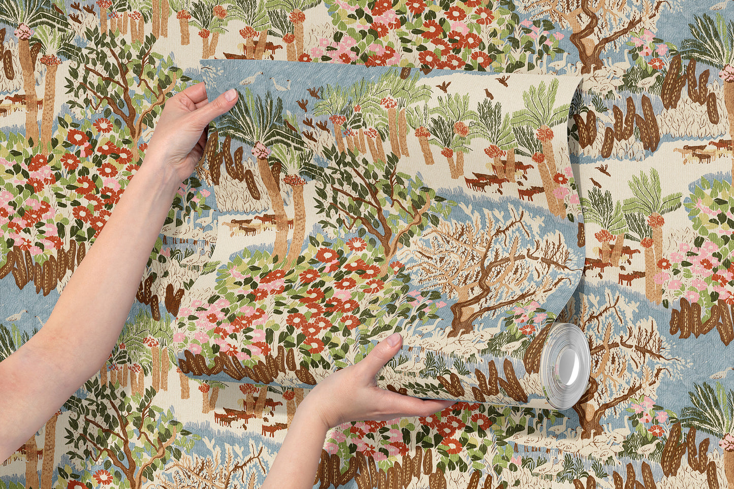 Egyptian Kilim Garden Tapestry Scene Peel and Stick Wallpaper