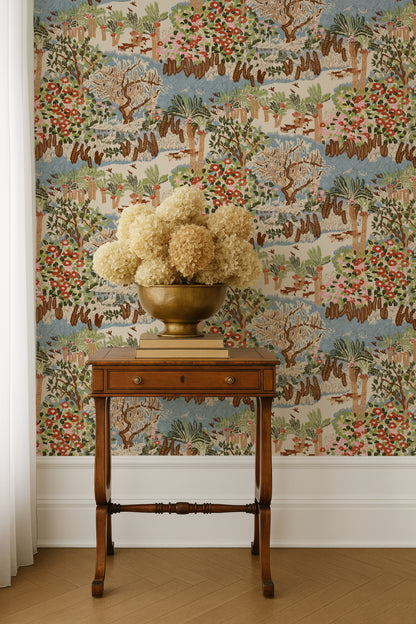 Egyptian Kilim Garden Tapestry Scene Peel and Stick Wallpaper