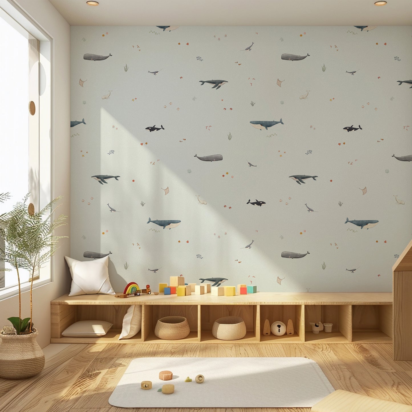 Whale Species Peel and Stick Wallpaper - Coastal, Animals, Nautical