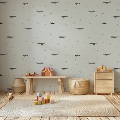 Whale Species Peel and Stick Wallpaper - Coastal, Animals, Nautical