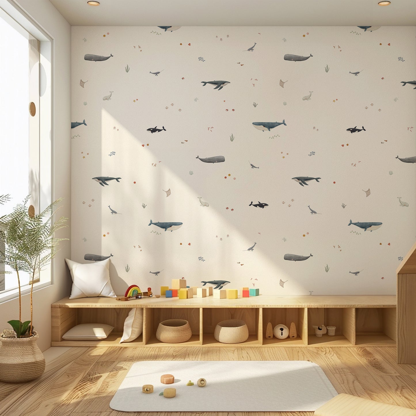 Whale Species Peel and Stick Wallpaper - Coastal, Animals, Nautical