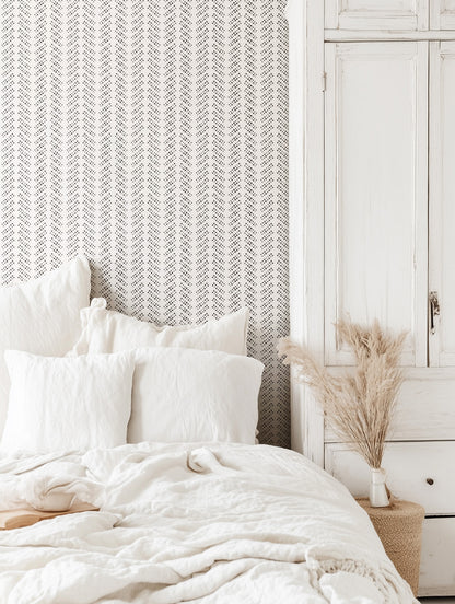 Bubble Dot Herringbone Wallpaper