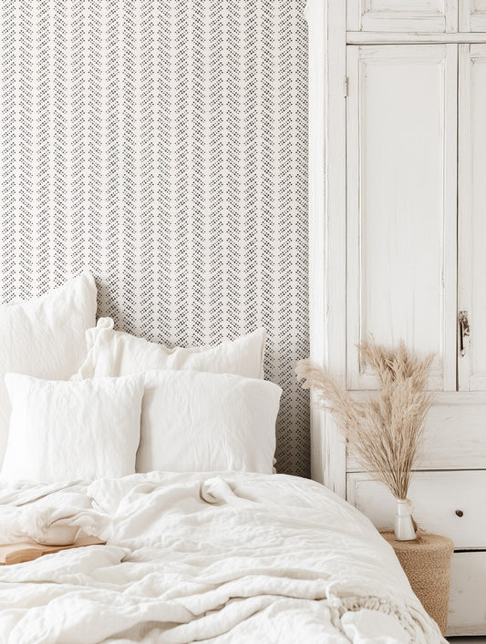 Bubble Dot Herringbone Wallpaper