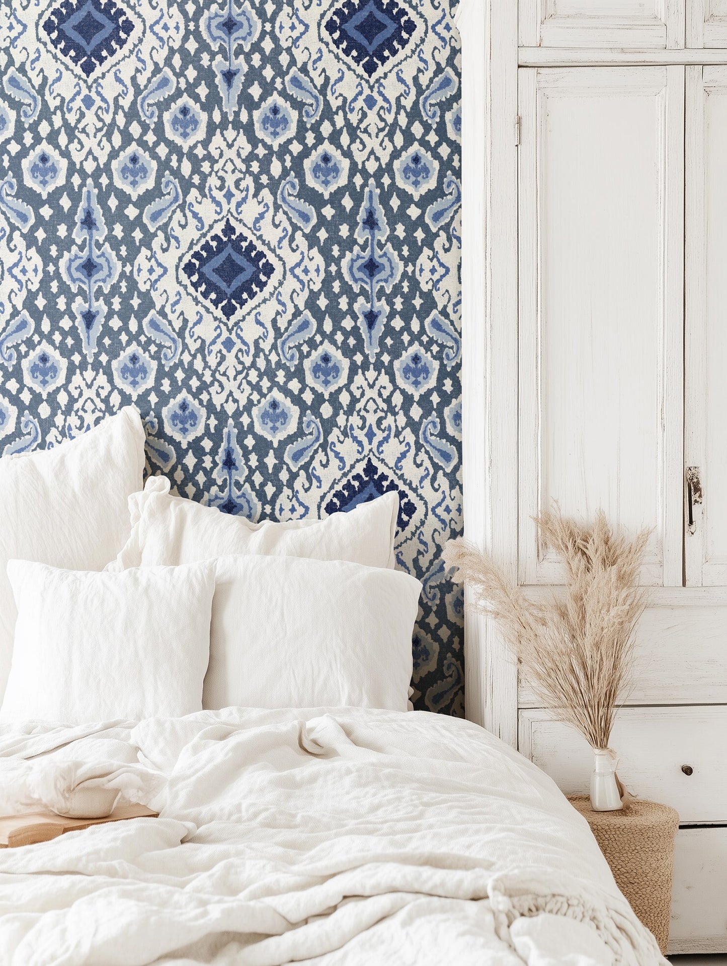 Antique Distressed Ikat Wallpaper