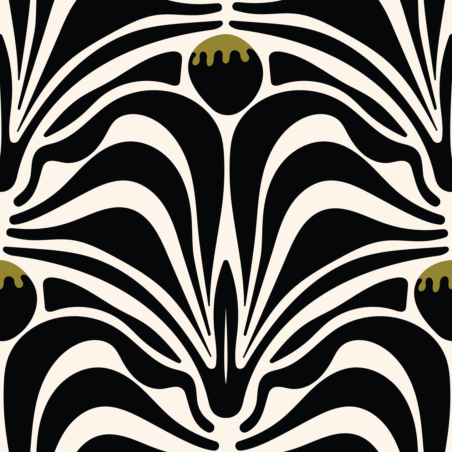 Decorative pattern with black and white abstract design on a black background