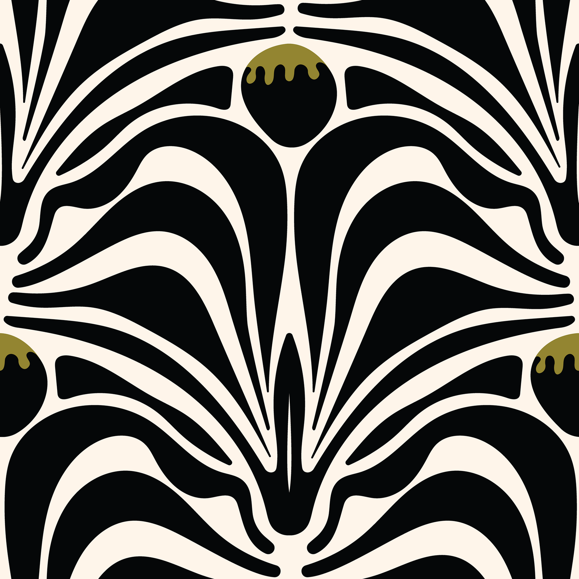 Decorative pattern with black and white abstract design on a black background